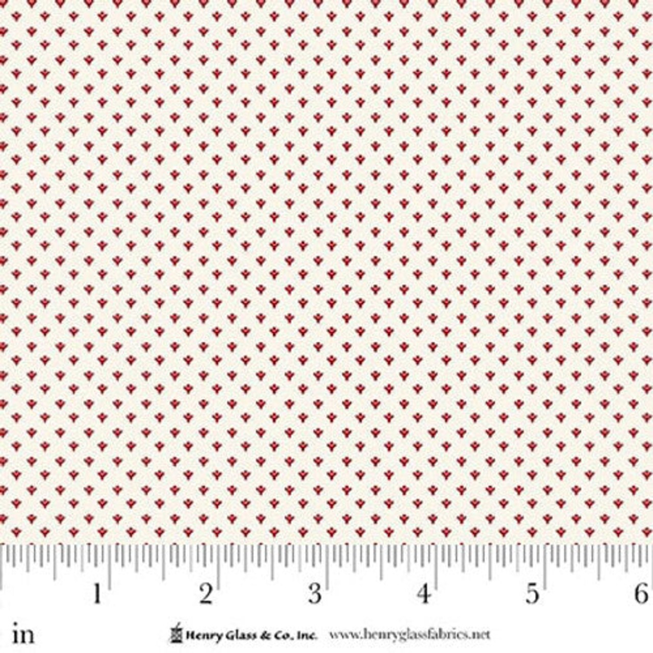 Fabric Henry Glass Cream/Red Ditsy Santa's Coming to Town by the Quarter Yard 1977-08